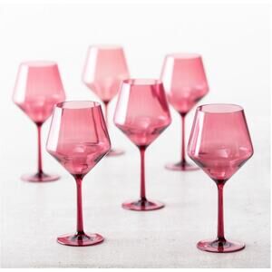 Set of 6 Fortessa Sole Cabernet Rose Colored Shatter-Resistant 22oz Wine Glasses
